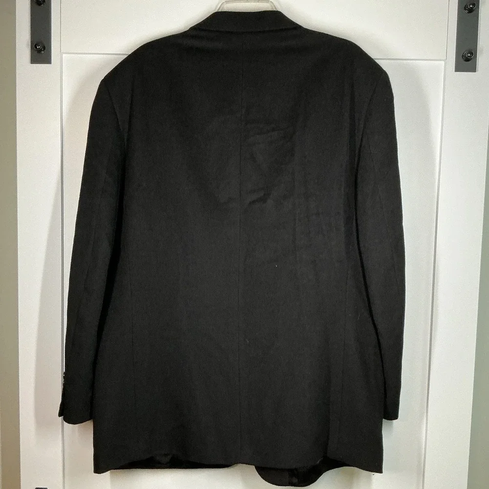 Bill Blass‎ Camel Hair Blazer Jacket Black Men's Size 46L Sports Coat Classic